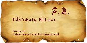 Páskuly Milica névjegykártya